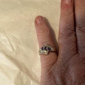 Beautiful Amethyst Wedding Ring Size 8. Silver band. Price slash